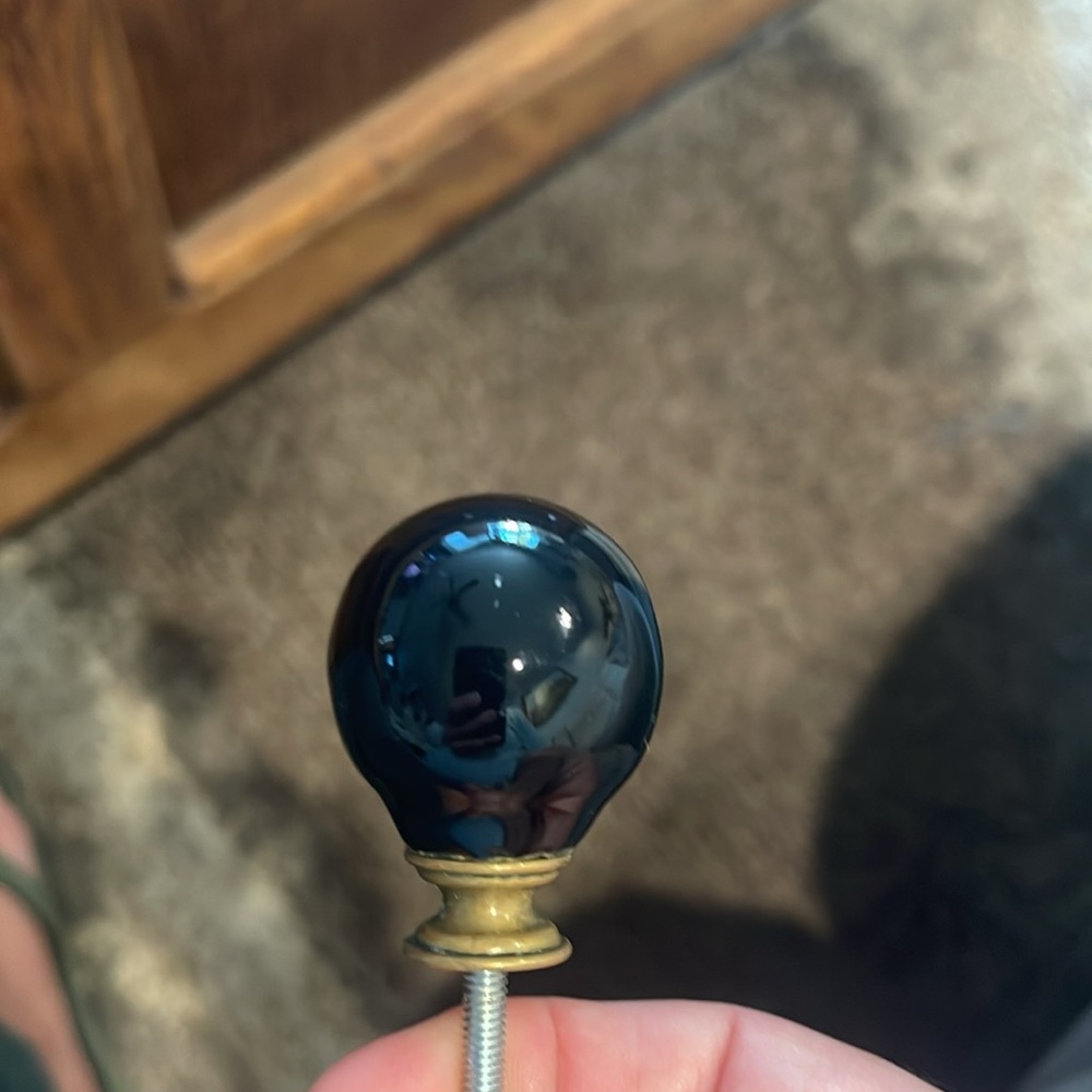 Vintage ceramic and brass drawer pulls or lamp finials